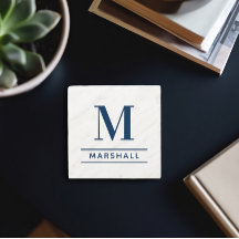 Klassisk Navy Serif Monogram Familjenamn