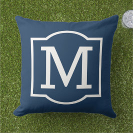 Klassisk Navy Vit Konsol Monogram Kudde