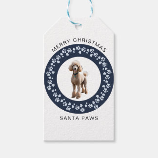 Klassisk Navyblå Anpassad Hund Foto Santa Paws Presentetikett