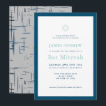 Klassisk Navyblå & Grå Bar Mitzvah Inbjudningar<br><div class="desc">Denna klassiska,  enkla och chic Bar Mitzvah-inbjudan har en vit bakgrund omgiven av en navyblå ram med davidstjärnan. Baksidan har en grå bakgrund med abstrakta navyblå streckmönster. Anpassa den efter dina behov. Du hittar matchande produkter i min butik.</div>