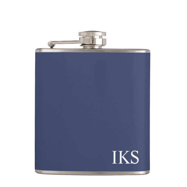 Klassisk Navyblå och vit monogramstil  Fickplunta (Framsidan)
