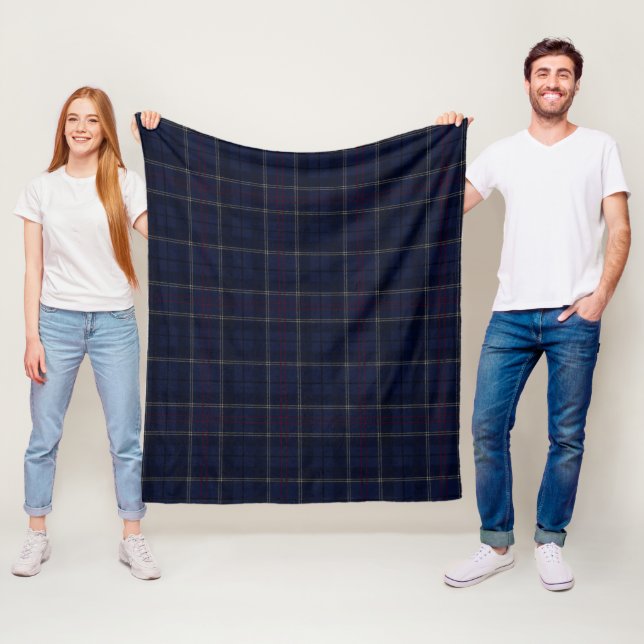 Klassisk Navyblå Rutig Jul Fleecefilt (På plats)