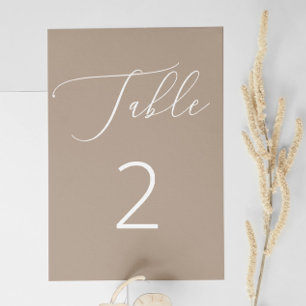 Klassisk Neutral Dammig Taupe Minimalistisk Bröllo Bordsnummer