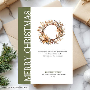 Klassisk neutral julkrans hälsningskort julkort