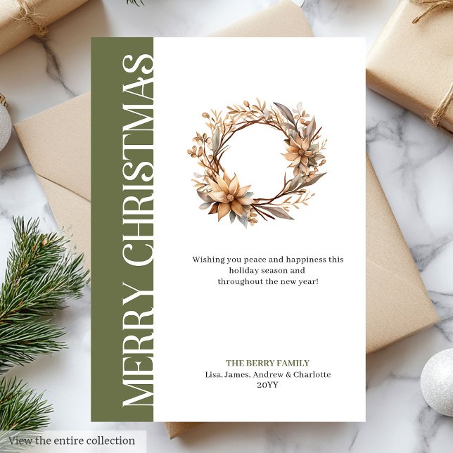 Klassisk neutral julkrans hälsningskort  julkort (Classic neutral Christmas wreath greeting card )