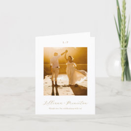 Klassisk Neutral Monogram Elegant Bröllop Tack Kort