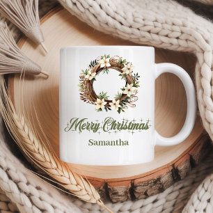 Klassisk neutral nordisk palett anpassat namn Xmas Kaffemugg