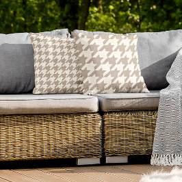 Klassisk Neutralt Ivory Taupe Houndstooth Mönster Kudde