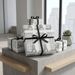 Klassisk New York Stoop Lägenhet Ritning Presentpapper