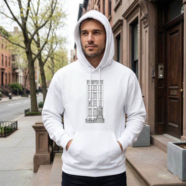 Klassisk New York Stoop-lägenhetsritning  Hoodie (Skapare uppladdad)