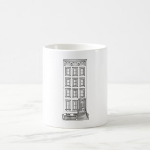 Klassisk New York Stoop-lägenhetsritning Kaffemugg