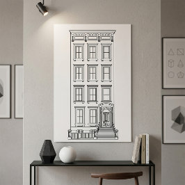 Klassisk New York Stoop-lägenhetsritning Poster