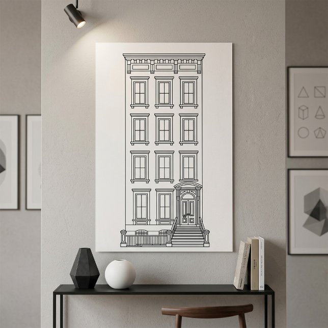Klassisk New York Stoop-lägenhetsritning  Poster (Skapare uppladdad)