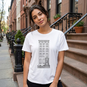 Klassisk New York Stoop-lägenhetsritning T Shirt