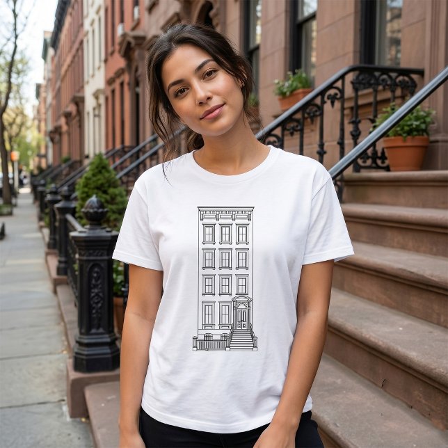 Klassisk New York Stoop-lägenhetsritning  T Shirt (Skapare uppladdad)
