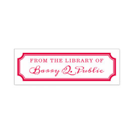 Klassisk nosad bokskylt Gräns Bibliotek Frimärke Självfärgande Stämpel