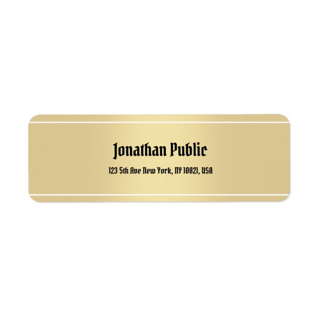 Klassisk nostalgisk kalligrafiktext Guld, mall Returadress Etikett (Framsidan)