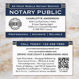 Klassisk notary Signing Agent ID Logotyp Navy Guld Visitkort