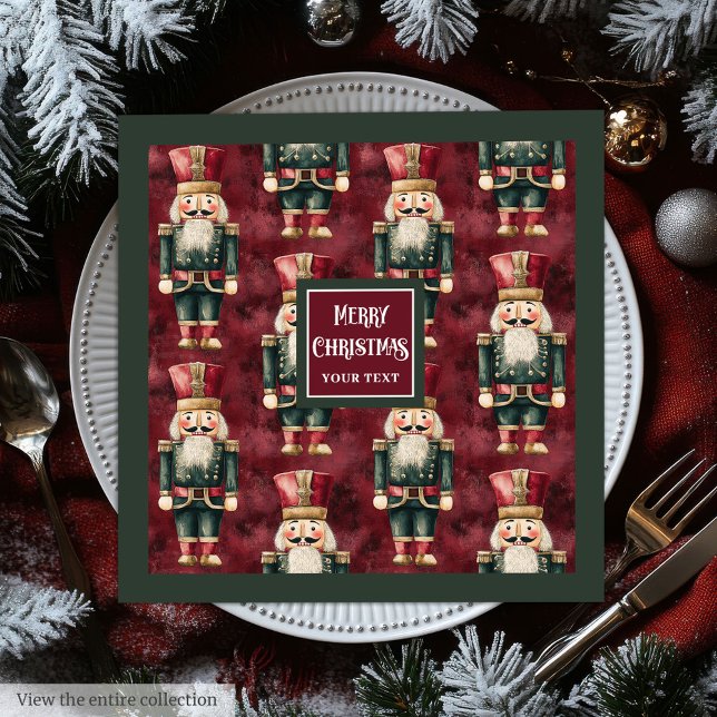 Klassisk nötknäckare, burgiga, djupa grönt blöjor pappersservett (Classic nutcracker burgundy deep green napkins)