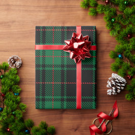 Klassisk och Elegant Mörk grönt Tartan Helgdag Presentpapper