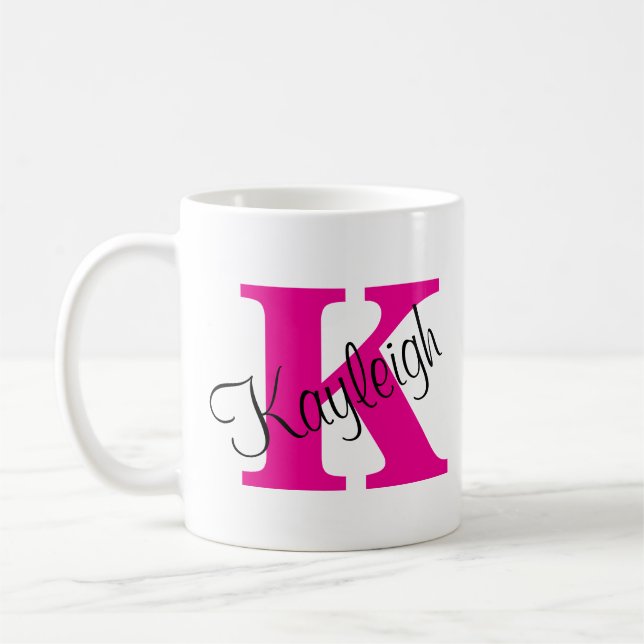Klassisk och Elegant Personlig Initialer Namn Kaffemugg (Vänster)