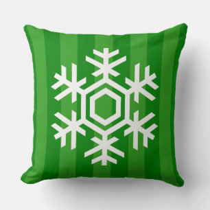 Klassisk och elegant röd och grön randig snöflinga kudde