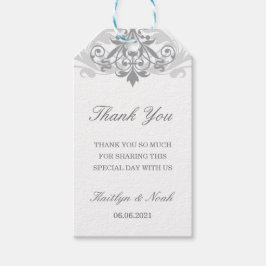 Klassisk och Elegant Silver Bröllop Tack Presentetikett