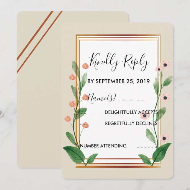 Klassisk och Elegant - sofistikerad OSA Inbjudningar (Fram/baksida)