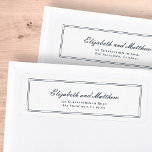 Klassisk och enkel Elegant bröllop-Returadress Returadress Etikett<br><div class="desc">Sammansatt av enkelt rakt infogat ramar med klassisk kursiv stil och serif-typografi. Allt mot en ren vit bakgrund. Dessa inslag är enkla,  tidlösa och klassiska.. Detta är designat av White Papper Birch Co. exklusiv för Zazzle. Finns här: http://www.zazzle.com/store/whitepaperbirch</div>