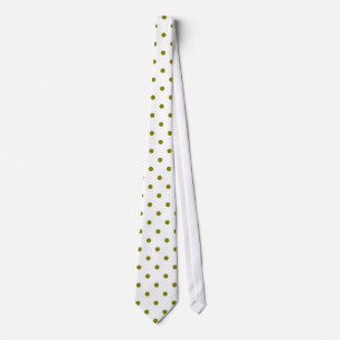 Klassisk Olive Polka Dot Mönster på Vit Tie Slips