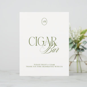 Klassisk Olivgrön Cigarrbar Bröllopsskylt