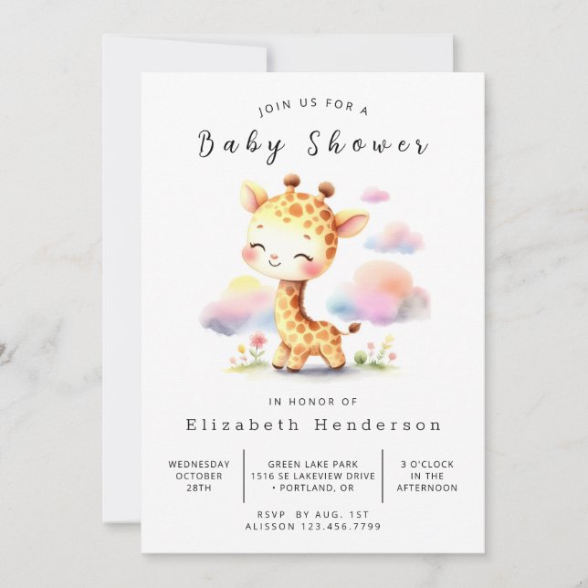 Klassisk Online Giraffe Baby Shower Inbjudningar (Framsida)