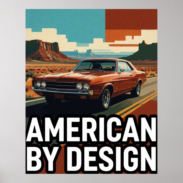 ⭐ Klassisk Orange Bil Retro Resa Poster (Framsidan)