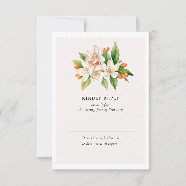 Klassisk Orange Blossom RSVP-kort OSA Kort (Framsida)