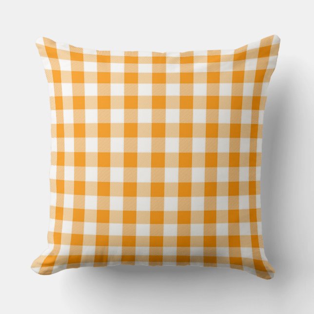 Klassisk Orange Gingham Mönster Dekorativ kudde (Framsida)