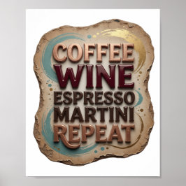 Klassisk Orange KAFÉ VIN ESPRESSO MARTINI REPETERA Poster
