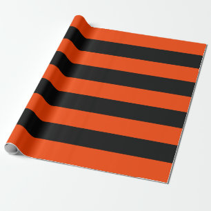 Klassisk Orange och Black Awning Rand Halloween Presentpapper