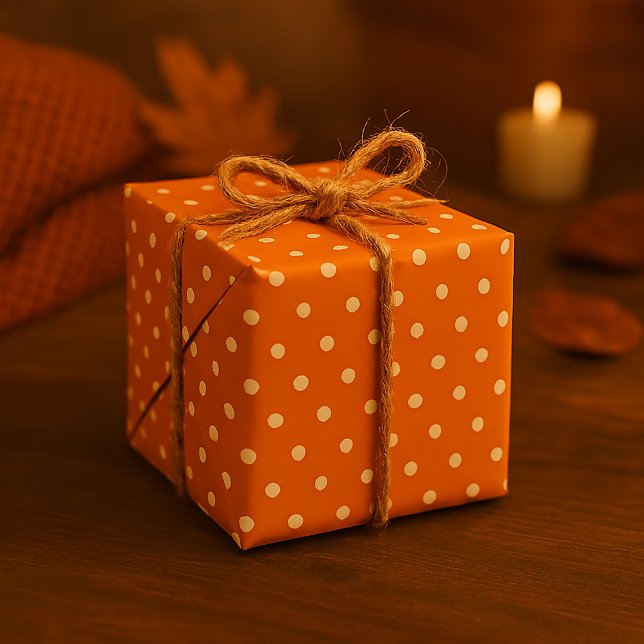 Klassisk Orange och vit polka, punkt sömlös fallsk Presentpapper (Skapare uppladdad)