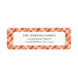 Klassisk Orange Tartan Play Farmhouse Family Returadress Etikett