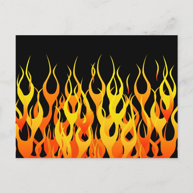 Klassisk Orange Tävla Flamor på brand Vykort (Framsida)