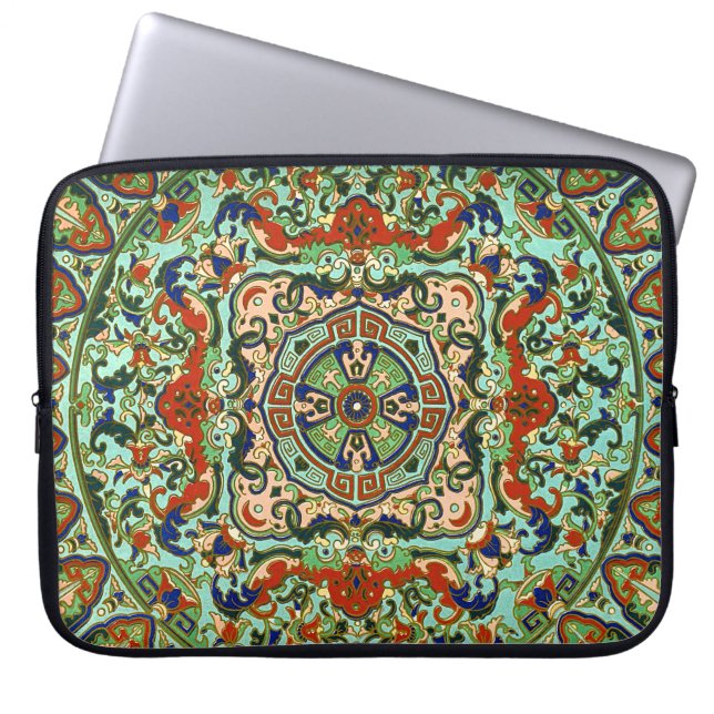Klassisk orientalisk geometrisk panel laptop sleeve (Framsidan)