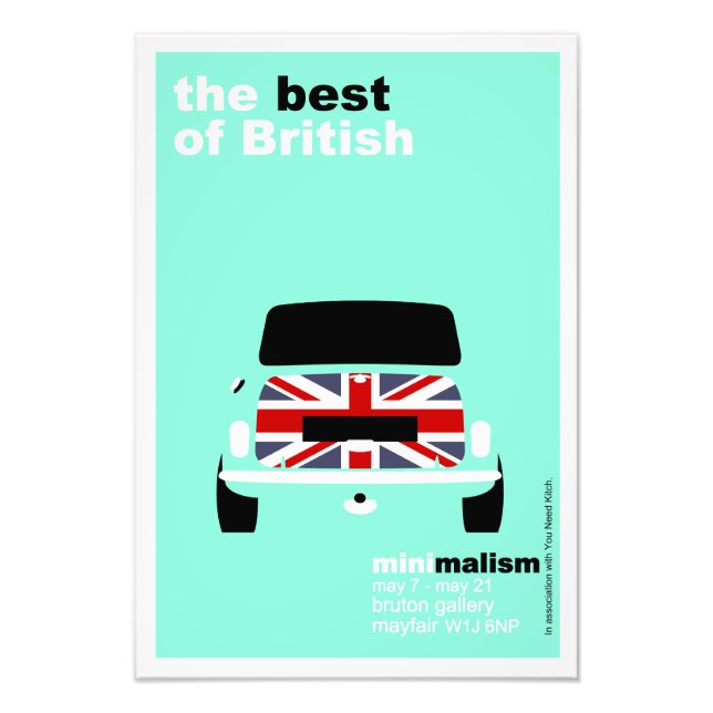 Klassisk Original Mini Cooper minimalistisk konsta Fototryck (Framsidan)