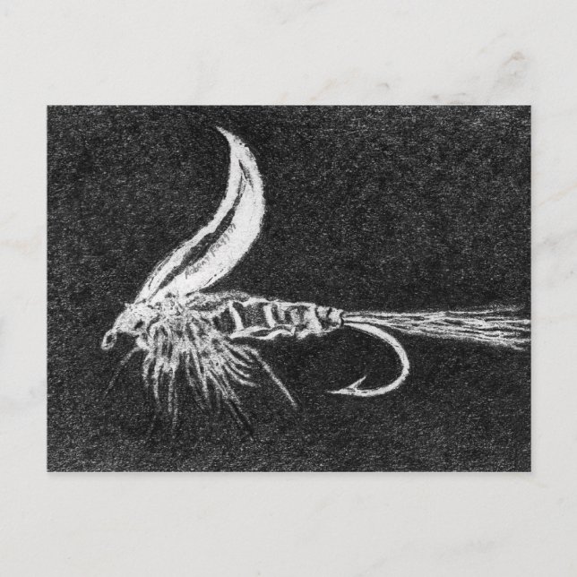 Klassisk öringfluga Postkort Gul Ribbad Haröra Vykort (Framsida)