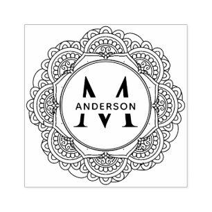 KLASSISK ORNAT MANDALA ANPASSNINGSBAR MONOGRAM FAM STÄMPEL