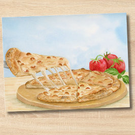 Klassisk ostpizza akvarell vykort