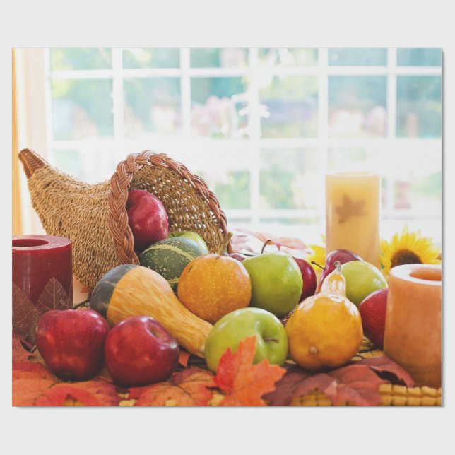 Klassisk överflödsskörd Thanksgiving bord Presentpapper (Platt)
