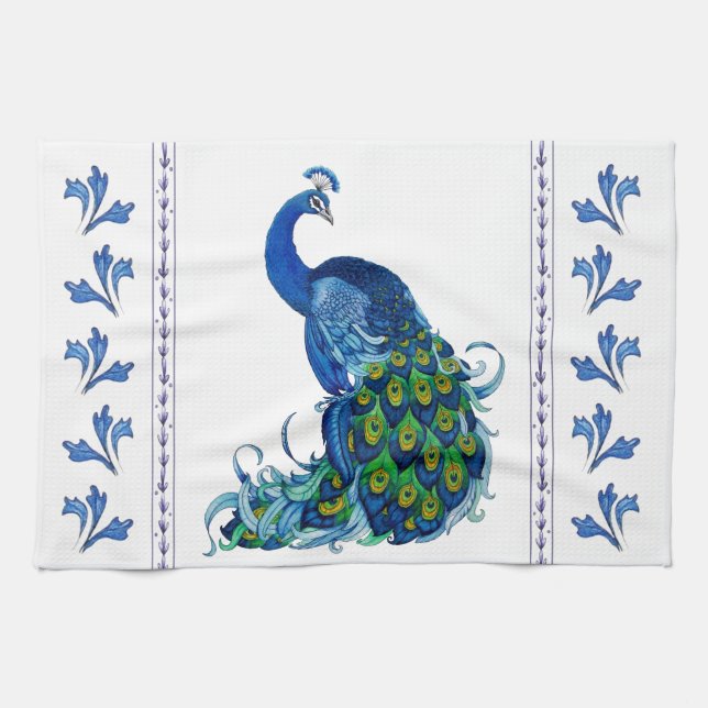 Klassisk påfågeldesign kökshandduk (Horisontell)