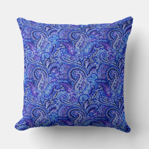 Klassisk Paisley Vibrant Blue Dekorativ kudde