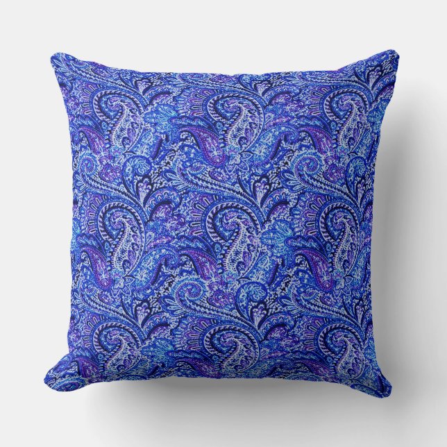 Klassisk Paisley Vibrant Blue Dekorativ kudde (Framsida)