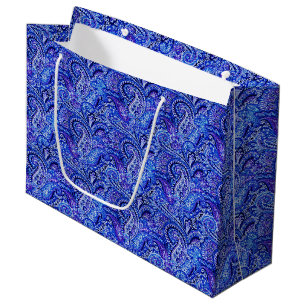 Klassisk Paisley Vibrant Blue Large Gift-säck